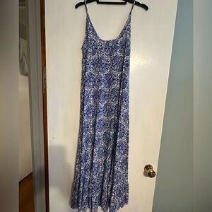 Blue & white printed maxi